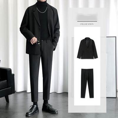 Divatos öltönyök kétrészes szett tavaszi, alkalmi férfi blézerek 2022 kabátok kabát esküvő őszi márka vőlegény jelmez báli parti