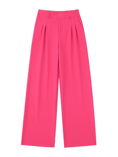 TRAF női divatos vágott blézerkabát és magas derekú oldalzsebek, hajtogatott egyenes nadrágok női kétrészes szettek Mujer