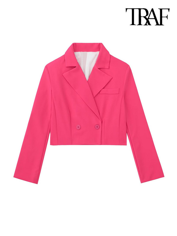 TRAF női divatos vágott blézerkabát és magas derekú oldalzsebek, hajtogatott egyenes nadrágok női kétrészes szettek Mujer