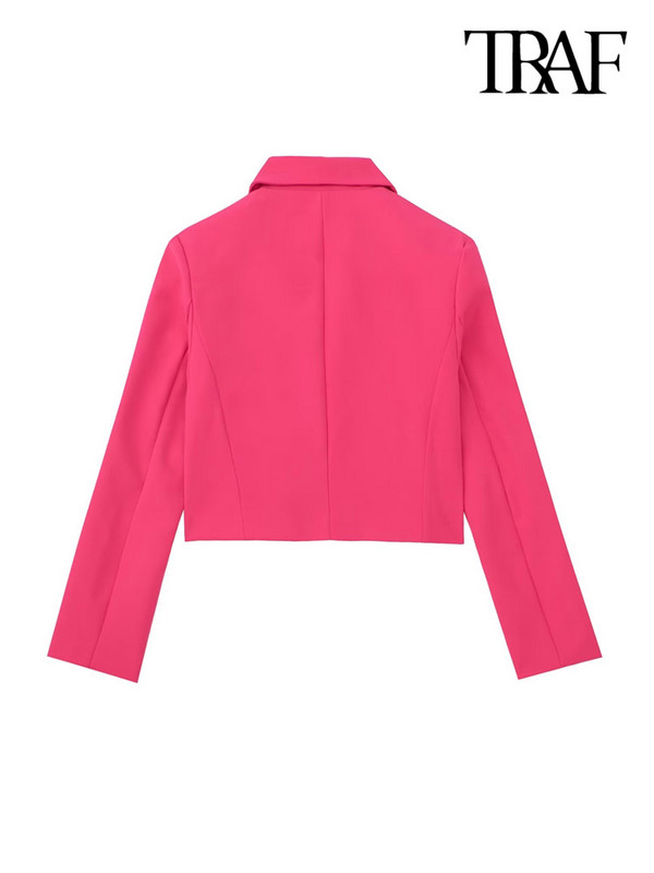 TRAF női divatos vágott blézerkabát és magas derekú oldalzsebek, hajtogatott egyenes nadrágok női kétrészes szettek Mujer