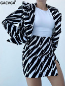 GACVGA 2022 őszi print Zebra kétrészes készletek női ruhák hosszú ujjú blézer és mini szoknya női karcsú blézer szett