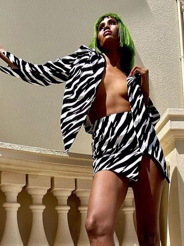 GACVGA 2022 őszi print Zebra kétrészes készletek női ruhák hosszú ujjú blézer és mini szoknya női karcsú blézer szett