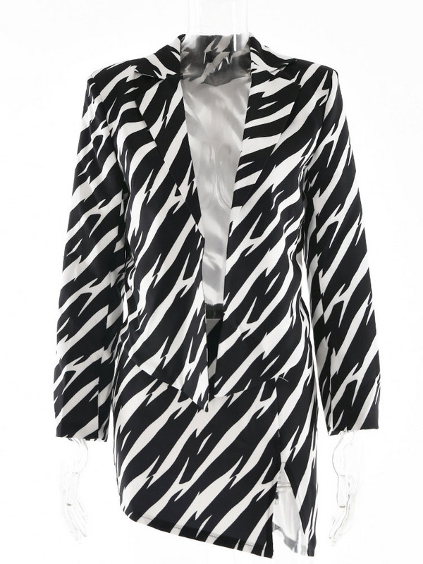 GACVGA 2022 őszi print Zebra kétrészes készletek női ruhák hosszú ujjú blézer és mini szoknya női karcsú blézer szett