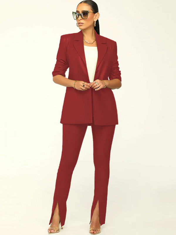 GACVGA új dizájnú PU bőr blézer szett nőknek, hosszú ujjú formális munkához irodai női kétrészes nadrág szett