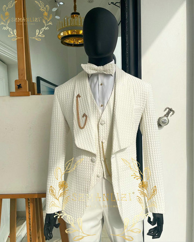 Jóképű, kék arany virágos keretes színpadi férfi öltönygarnitúra, állógallér, férfi esküvői öltönyök formális vőlegényi szmoking jelmez (kabát+nadrág+mellény)