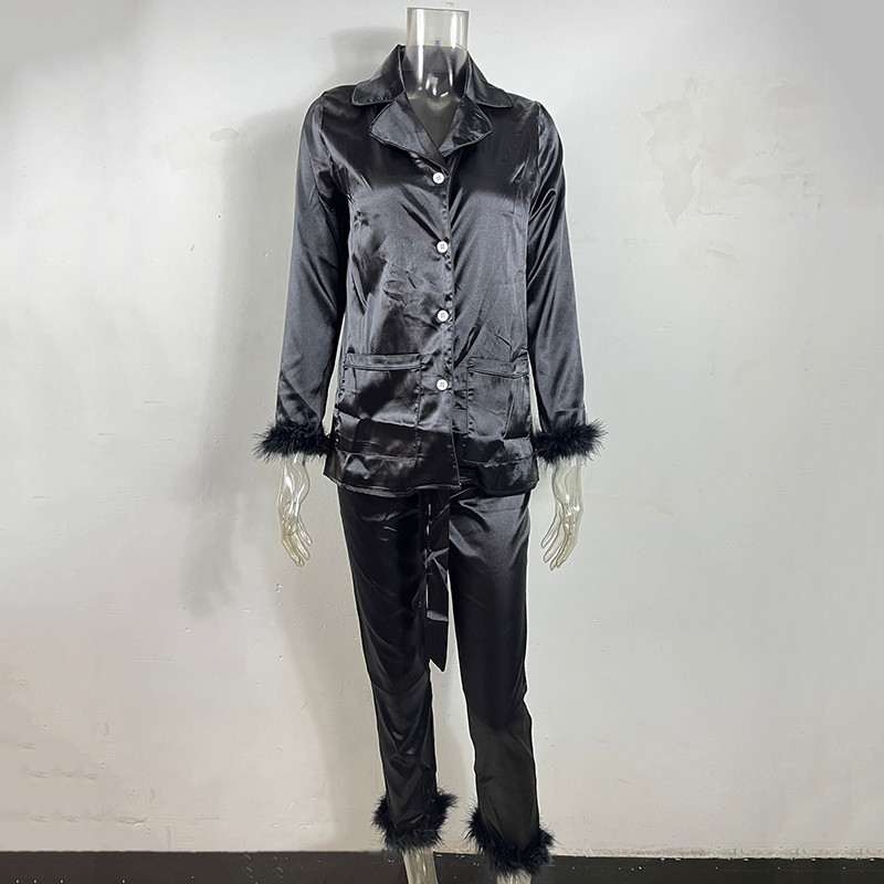 GACVGA tollas nadrágkosztümök otthoni kétrészes szett 2021 őszi téli női alkalmi hosszú ujjú ing felsők és nadrágok utcai ruhák