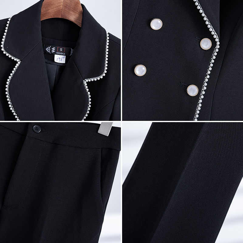 Lenshin kiváló minőségű, 2 részes szett, kétsoros üzleti nadrágkosztüm, blézer irodai női egyenruha női kabát és nadrág