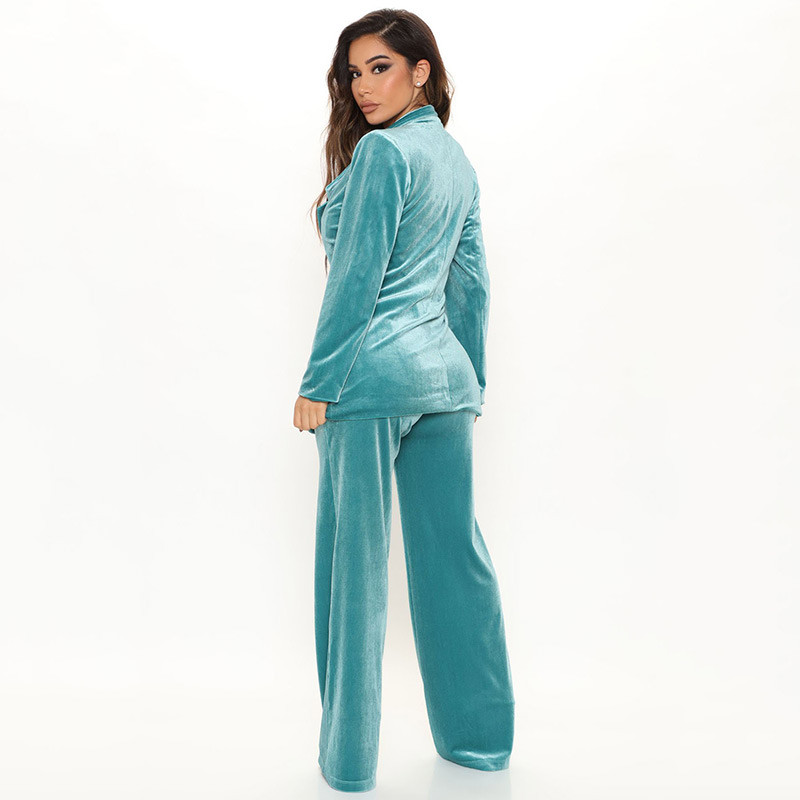 GACVGA Velvet kétrészes szett női kabát blézer és nadrág öltönyök Streetwear 2021 őszi téli női irodai elegáns öltönyök