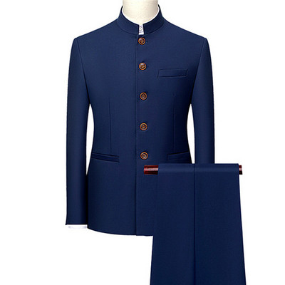 2022 Fashion Férfi Retro Party 2 részes szett Blézer nadrág Luxus hímzés Férfi Tang öltöny kabát nadrág Nagy méretű M-6XL 2 db