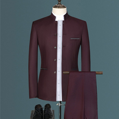 2022 Fashion Férfi Retro Party 2 részes szett Blézer nadrág Luxus hímzés Férfi Tang öltöny kabát nadrág Nagy méretű M-6XL 2 db