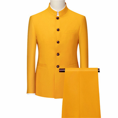 2022 Fashion Férfi Retro Party 2 részes szett Blézer nadrág Luxus hímzés Férfi Tang öltöny kabát nadrág Nagy méretű M-6XL 2 db