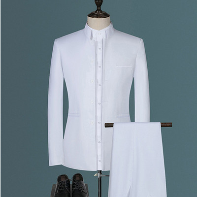 2022 Fashion Férfi Retro Party 2 részes szett Blézer nadrág Luxus hímzés Férfi Tang öltöny kabát nadrág Nagy méretű M-6XL 2 db