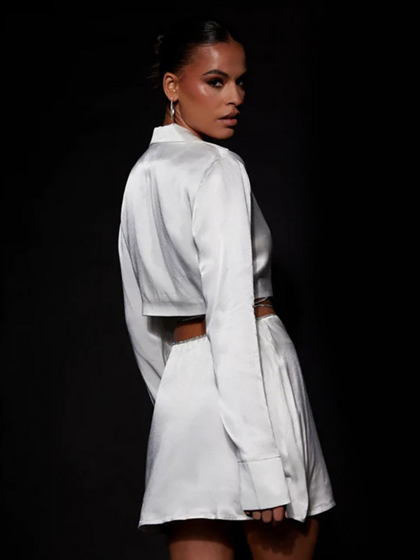 GACVGA szexi szatén gyémánt fényes ruha öltöny női ruhák hosszú ujjú blézer felső miniszoknya őszi karcsú buli kétrészes szoknya szett