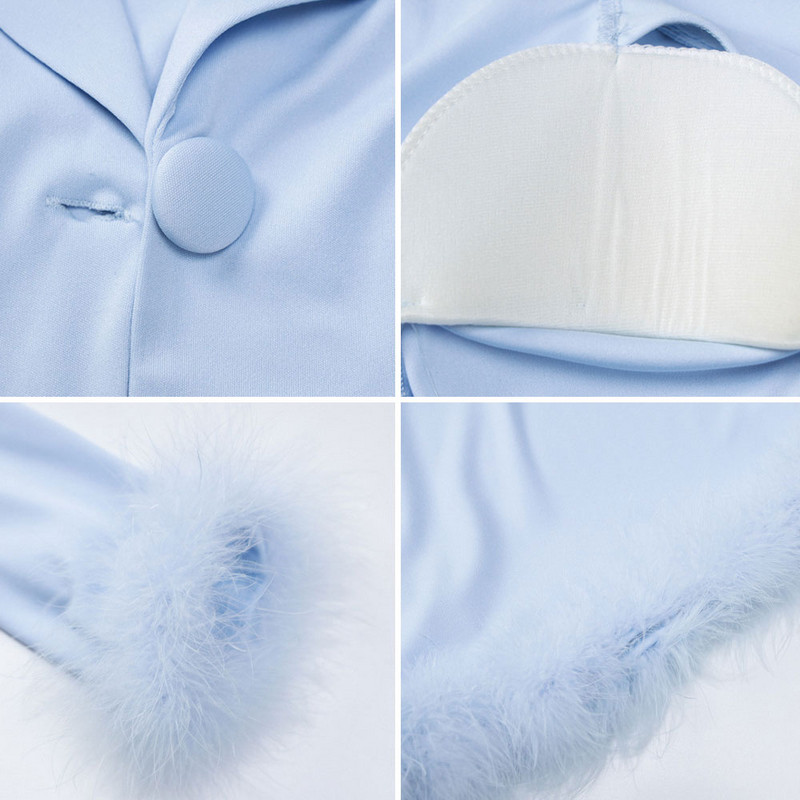 GACVGA 2022 őszi szexi tollas kétrészes szett Elegáns, hosszú ujjú Crop top blézerek és mini Bodycon szoknyák, ruhák, női szettek