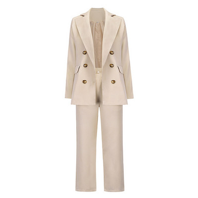 GACVGA női kabát blézer és nadrág öltönyök divat, alkalmi női kétrészes szett 2021 őszi téli irodai viselet Elegáns öltönykabát