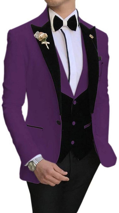 2020 új Arrial férfi klasszikus 3 részes férfi öltöny, hajtókás szmoking vőfély esküvőre (blézer+mellény+nadrág)