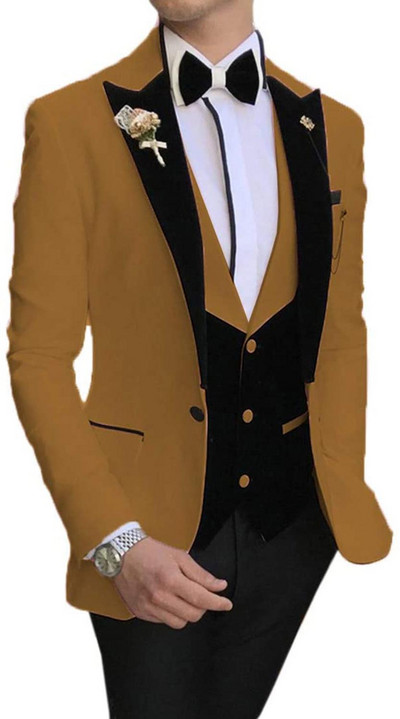 2020 új Arrial férfi klasszikus 3 részes férfi öltöny, hajtókás szmoking vőfély esküvőre (blézer+mellény+nadrág)