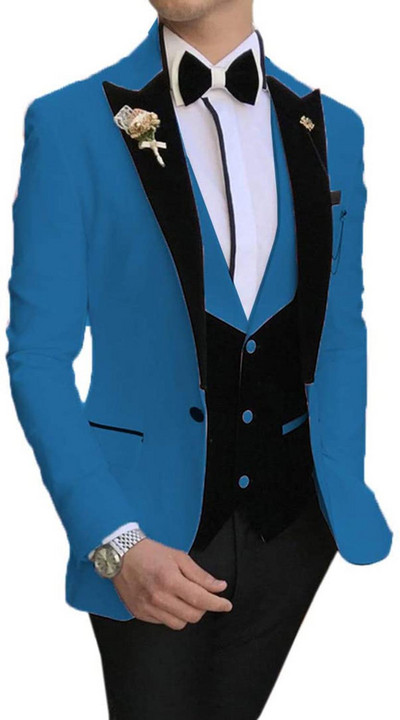 2020 új Arrial férfi klasszikus 3 részes férfi öltöny, hajtókás szmoking vőfély esküvőre (blézer+mellény+nadrág)