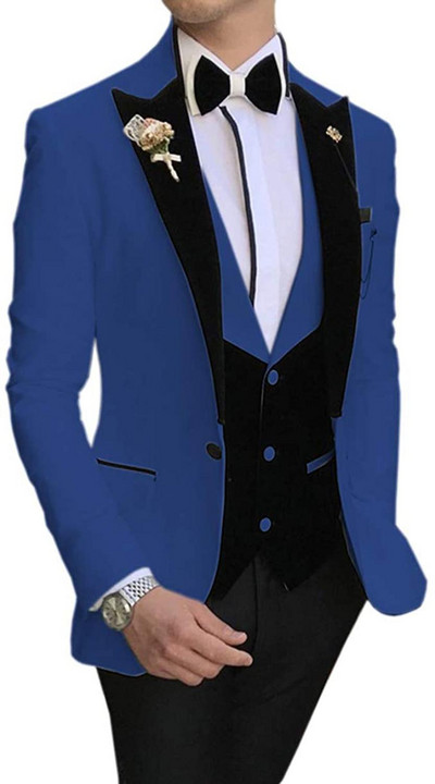 2020 új Arrial férfi klasszikus 3 részes férfi öltöny, hajtókás szmoking vőfély esküvőre (blézer+mellény+nadrág)