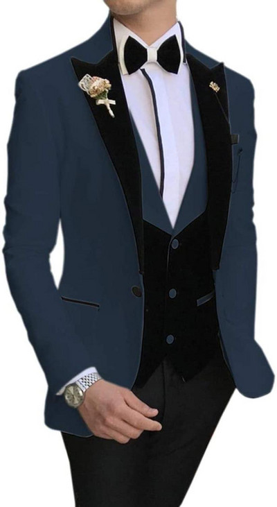 2020 új Arrial férfi klasszikus 3 részes férfi öltöny, hajtókás szmoking vőfély esküvőre (blézer+mellény+nadrág)