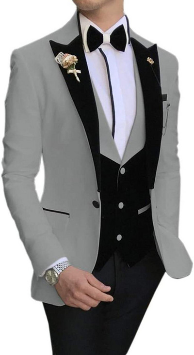 2020 új Arrial férfi klasszikus 3 részes férfi öltöny, hajtókás szmoking vőfély esküvőre (blézer+mellény+nadrág)