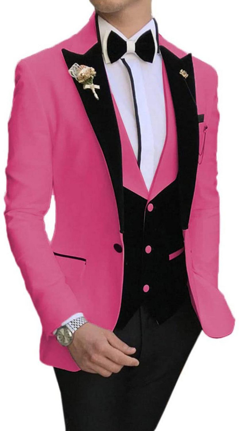 2020 új Arrial férfi klasszikus 3 részes férfi öltöny, hajtókás szmoking vőfély esküvőre (blézer+mellény+nadrág)