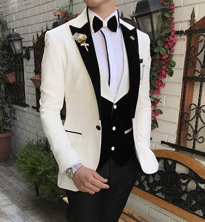 2020 új Arrial férfi klasszikus 3 részes férfi öltöny, hajtókás szmoking vőfély esküvőre (blézer+mellény+nadrág)