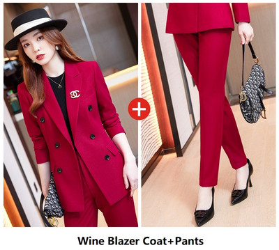 2022. őszi, téli formális női öltönyök nadrággal és kabátokkal Kabát Professzionális női nadrágkosztüm nadrág szett blézer