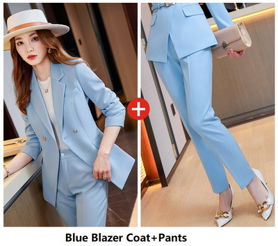 Női üzleti öltönyök nadrággal és kabátokkal Kabát Őszi Téli Professzionális Irodai Női OL Stílusú Nadrágruhák Nadrág Szett Blézer