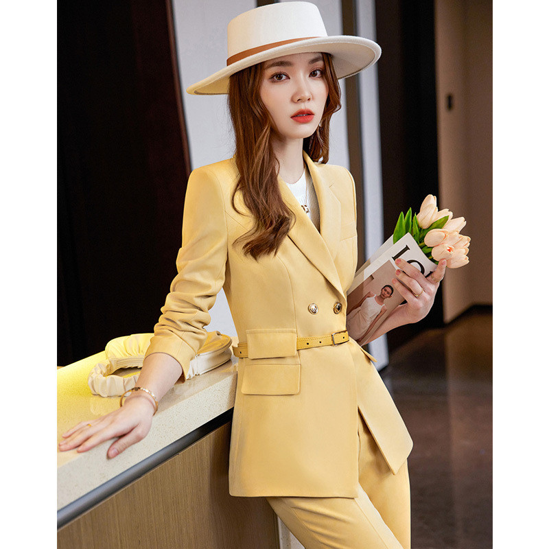 Női üzleti öltönyök nadrággal és kabátokkal Kabát Őszi Téli Professzionális Irodai Női OL Stílusú Nadrágruhák Nadrág Szett Blézer