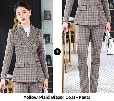 Kiváló minőségű szövet Professzionális női üzleti öltönyök nadrággal és kabáttal Kabát Női irodai munkaruha nadrágkosztüm Blézerek