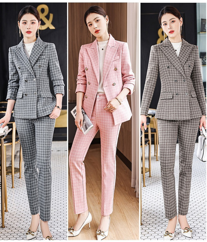 Kiváló minőségű szövet Professzionális női üzleti öltönyök nadrággal és kabáttal Kabát Női irodai munkaruha nadrágkosztüm Blézerek