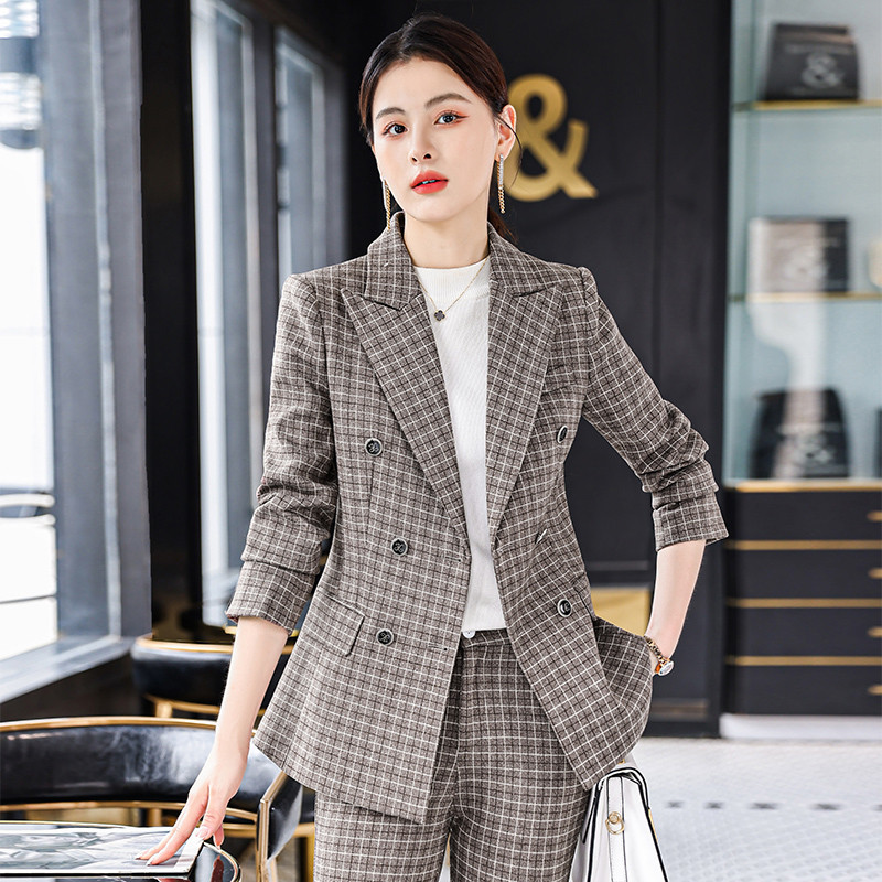 Kiváló minőségű szövet Professzionális női üzleti öltönyök nadrággal és kabáttal Kabát Női irodai munkaruha nadrágkosztüm Blézerek