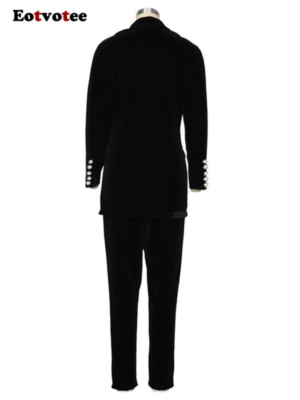 Eotvotee 2 részes női szett 2023 tavaszi nyár új masszív hosszú ujjú alkalmi öltönyök magas derekú vékony, széles lábú nadrág szett