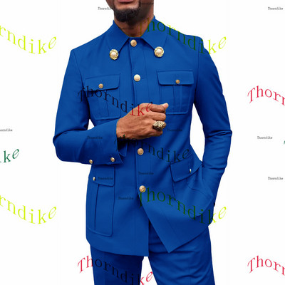 Thorndike Coffee Safari Férfi öltönyök Testre szabott blézerek Nadrágok Normál üzleti kauzális buli Énekes vőlegény esküvői bál