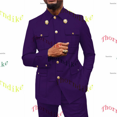 Thorndike Coffee Safari Férfi öltönyök Testre szabott blézerek Nadrágok Normál üzleti kauzális buli Énekes vőlegény esküvői bál