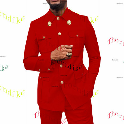 Thorndike Coffee Safari Férfi öltönyök Testre szabott blézerek Nadrágok Normál üzleti kauzális buli Énekes vőlegény esküvői bál