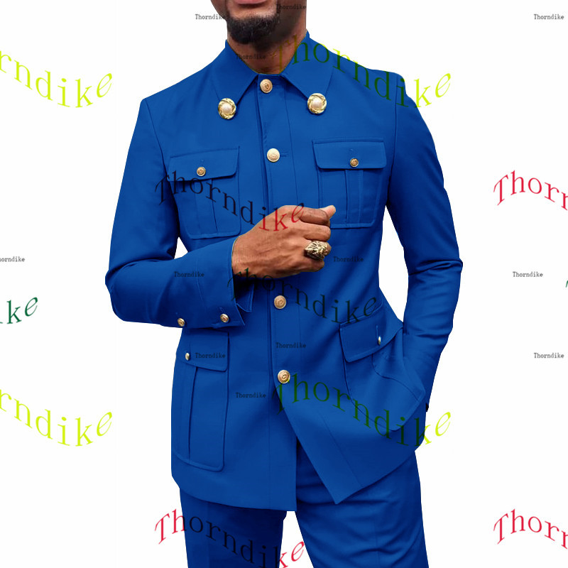 Thorndike Coffee Safari Férfi öltönyök Testre szabott blézerek Nadrágok Normál üzleti kauzális buli Énekes vőlegény esküvői bál