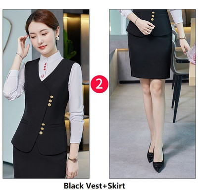 Női üzleti öltönyök nadrággal és dzsekik Kabát 2022 Ősz Tél Professzionális irodai munkaruha Nadrágruhák Blézerek Nadrág szett