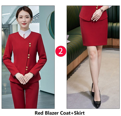 Női üzleti öltönyök nadrággal és dzsekik Kabát 2022 Ősz Tél Professzionális irodai munkaruha Nadrágruhák Blézerek Nadrág szett