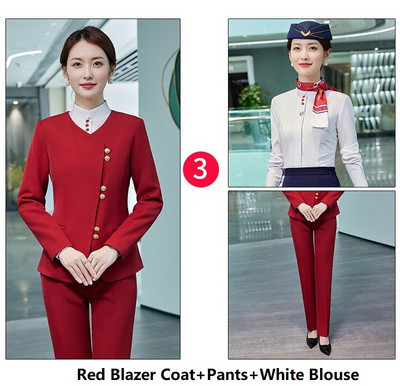 Női üzleti öltönyök nadrággal és dzsekik Kabát 2022 Ősz Tél Professzionális irodai munkaruha Nadrágruhák Blézerek Nadrág szett