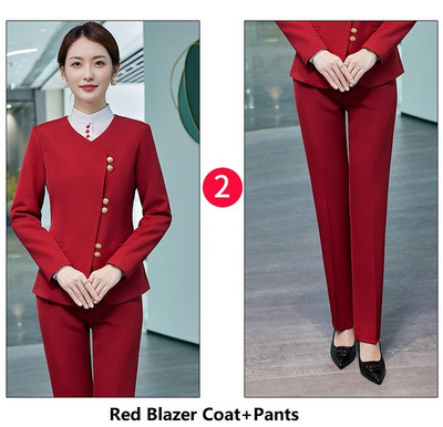 Női üzleti öltönyök nadrággal és dzsekik Kabát 2022 Ősz Tél Professzionális irodai munkaruha Nadrágruhák Blézerek Nadrág szett