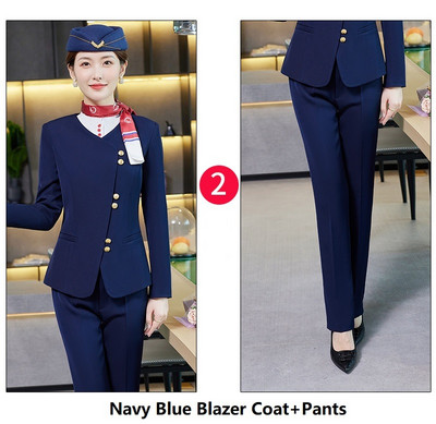 Női üzleti öltönyök nadrággal és dzsekik Kabát 2022 Ősz Tél Professzionális irodai munkaruha Nadrágruhák Blézerek Nadrág szett