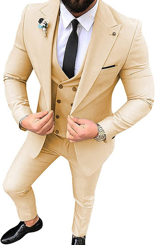 3 részes férfi öltöny Slim Fit egygombos blézer üzleti öltöny esküvői báli öltöny esküvőre (blézer+mellény+nadrág)