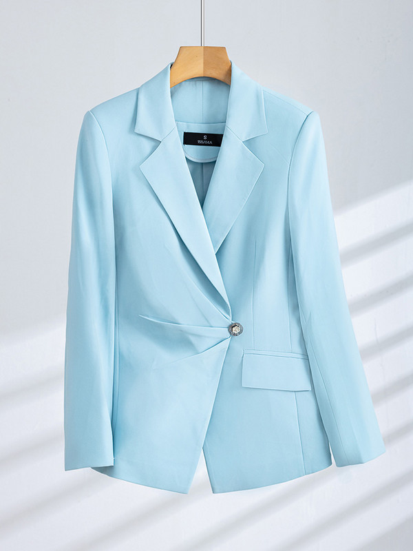 Női formális nadrágkosztüm 2 részes szett kék fekete fehér irodai női munkaruha blézer és nadrág