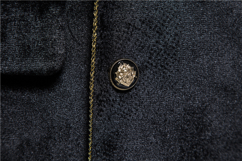 Luxus bársony berakásos Gold Edge férfi öltönyök dupla mellű férfi szettek estélyi ruha kabát és nadrág Esküvői férfi ruházat