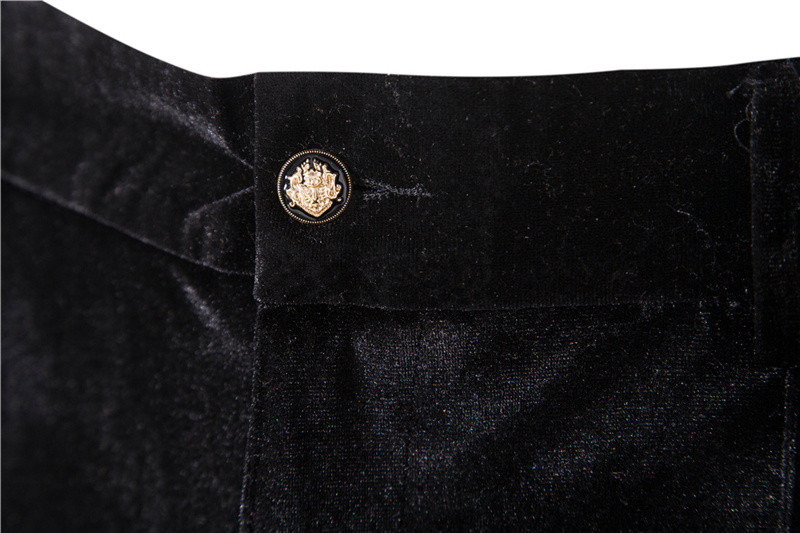 Luxus bársony berakásos Gold Edge férfi öltönyök dupla mellű férfi szettek estélyi ruha kabát és nadrág Esküvői férfi ruházat