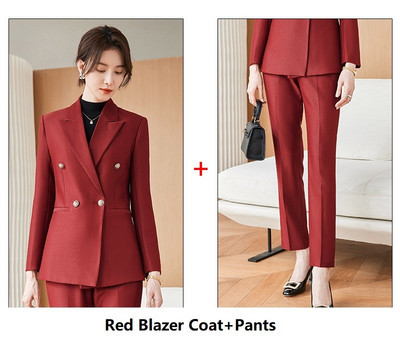 Kiváló minőségű szövetből készült női üzleti öltönyök nadrággal és kabáttal Kabát Professzionális nadrágkosztümök Blézer nadrág szett hölgyeknek