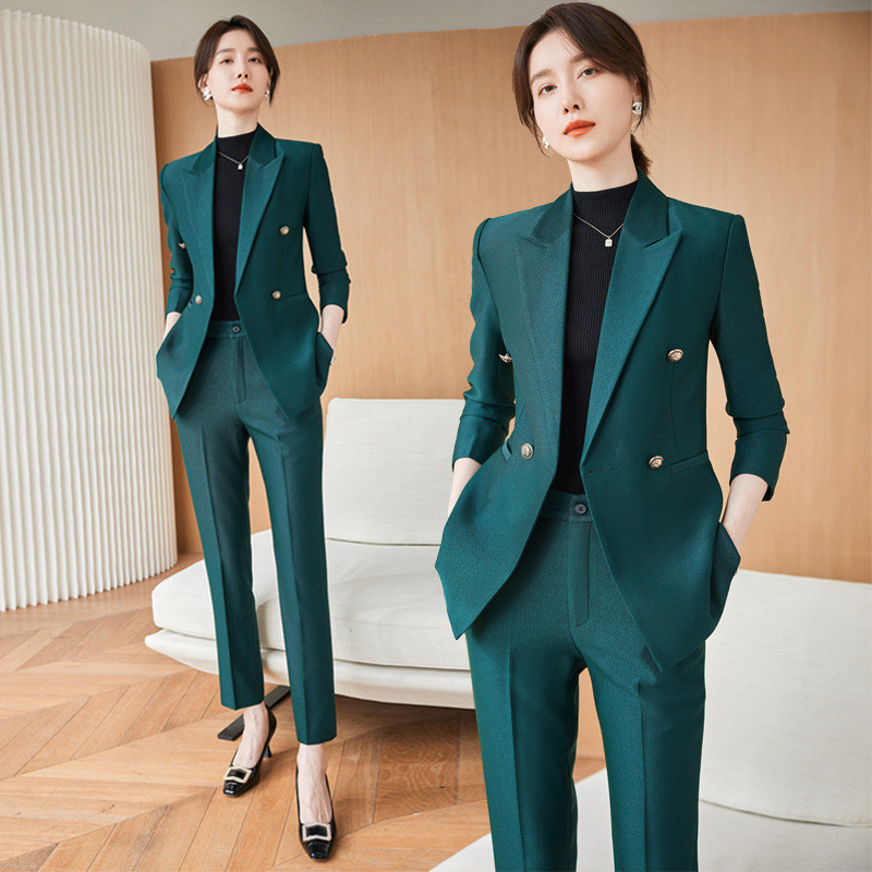 Kiváló minőségű szövetből készült női üzleti öltönyök nadrággal és kabáttal Kabát Professzionális nadrágkosztümök Blézer nadrág szett hölgyeknek