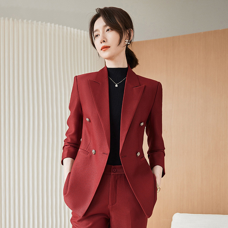 Kiváló minőségű szövetből készült női üzleti öltönyök nadrággal és kabáttal Kabát Professzionális nadrágkosztümök Blézer nadrág szett hölgyeknek
